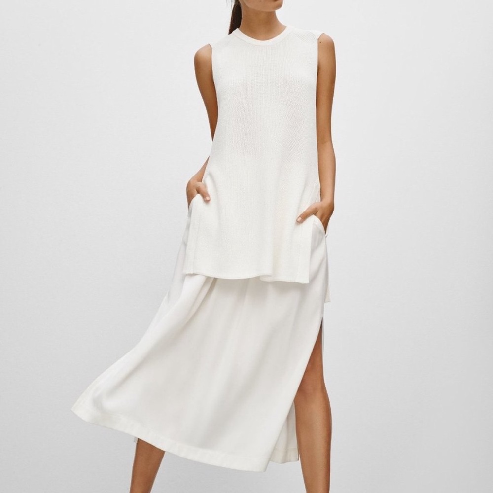 Aritzia White Sleeveless Sweater Tunic